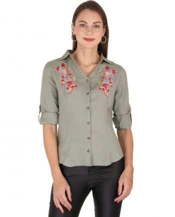 Olive Embroidered Shirt